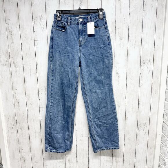 Oak Fort Pants Women Size 25 Light Wash Denim High Rise Straight Mom Jeans Basic - Picture 1 of 6